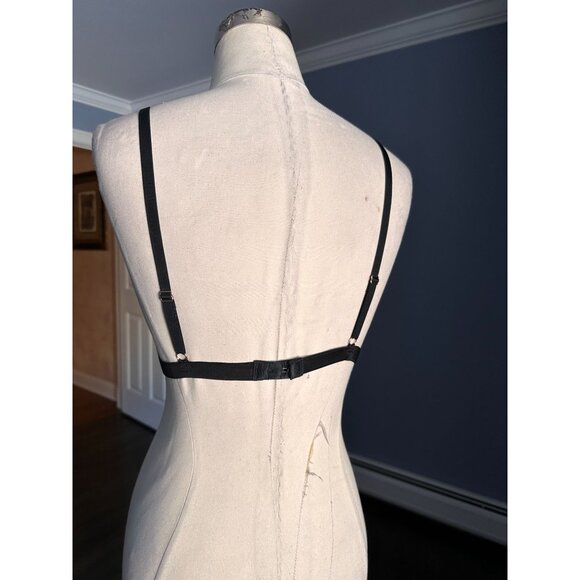 Sam Edelman black strappy bralette with floral patch LARGE - Picture 2 of 5